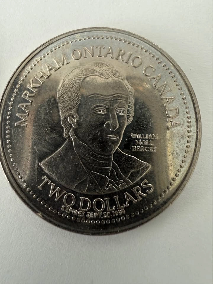1994 Markham Ontario Two Dollar Trade Tokens - Set of 3 - photo 2