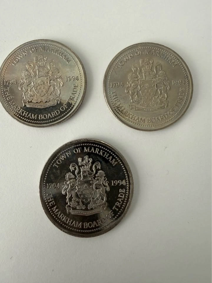 1994 Markham Ontario Two Dollar Trade Tokens - Set of 3 - photo 3