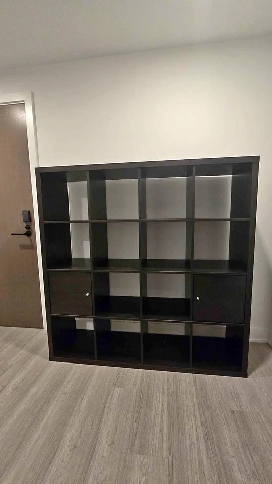 IKEA KALLAX 16-Cube Shelf Unit with Door Inserts