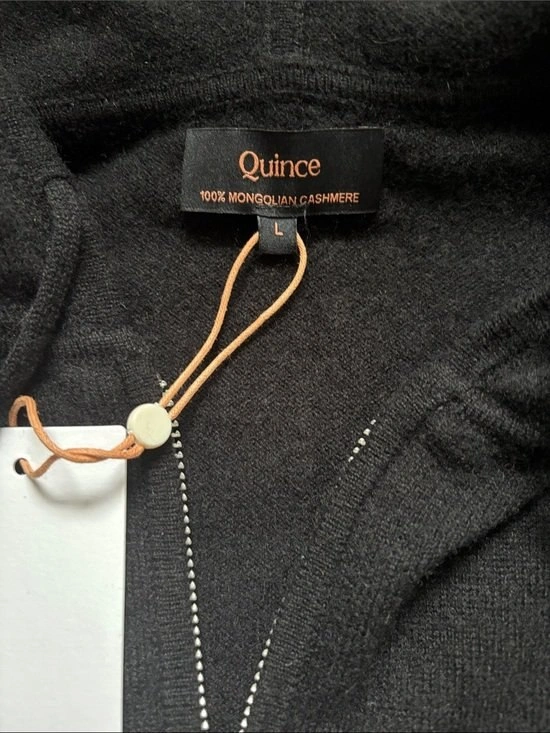 NWT $165 Quince BLACK Zip Hoodie LARGE 100% Mongolian Cashmere - photo 4