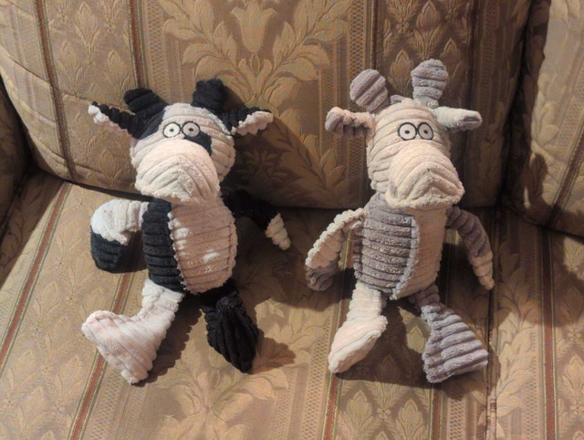 Happy Tails Corduroy Plush Dog Toys - Cow & Giraffe
