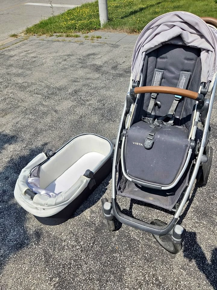 UPPAbaby Vista Stroller + Bassinet + PiggyBack Board (As-Is)