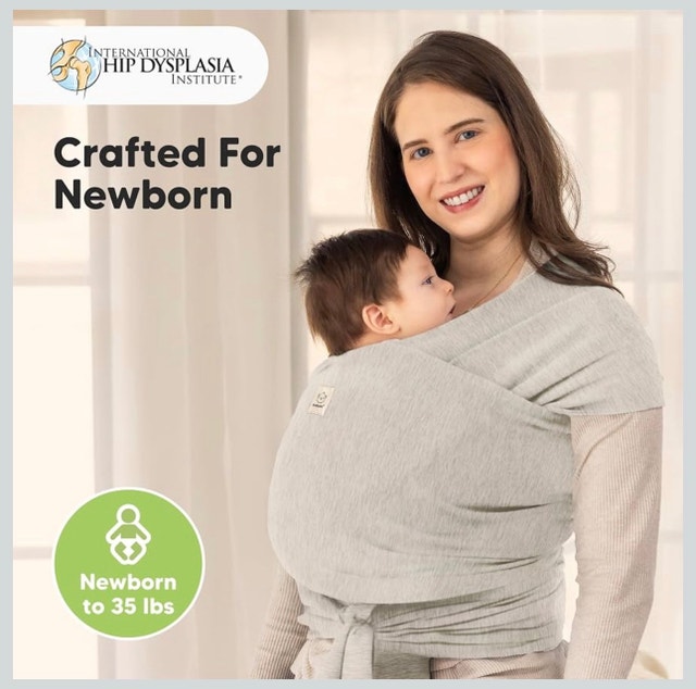 KeaBabies Baby Wrap Carrier - Stone Gray - photo 2