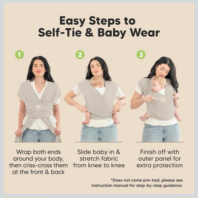 KeaBabies Baby Wrap Carrier - Stone Gray - photo 4