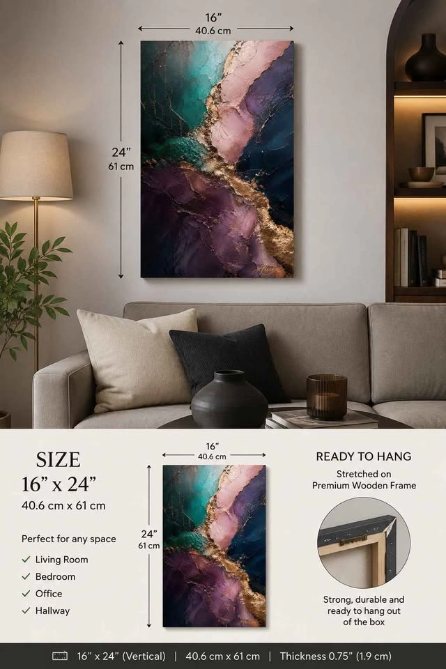 Luxury Abstract Canvas Wall Art – 16" × 24" | Ready to Hang - photo 2