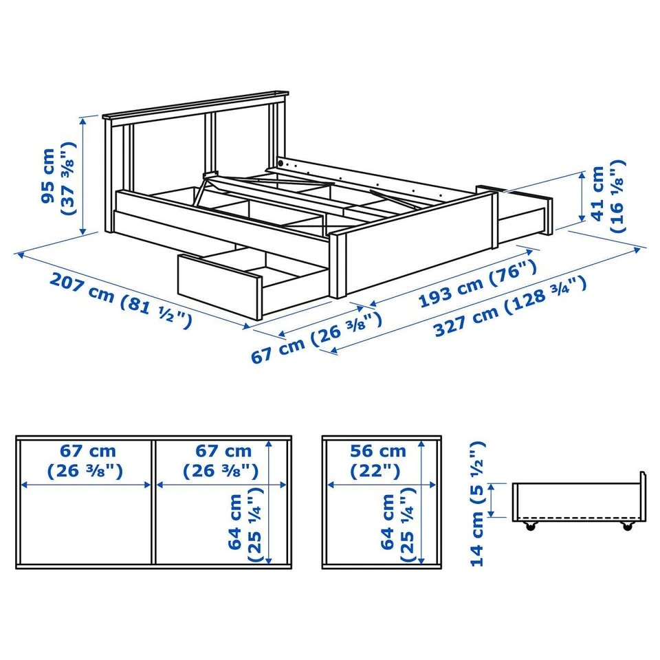 Ikea Queen Bed Frame - White - photo 2