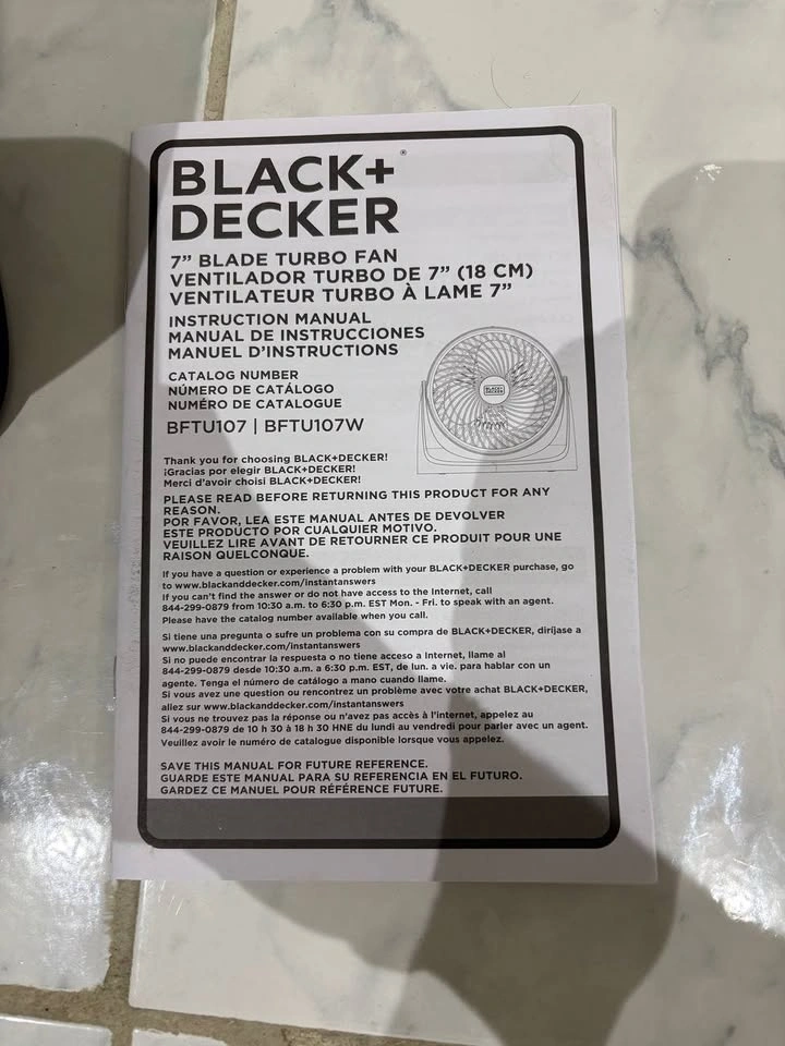 BLACK+DECKER 7" Turbo Fan BFTU107 - New Open Box - photo 3