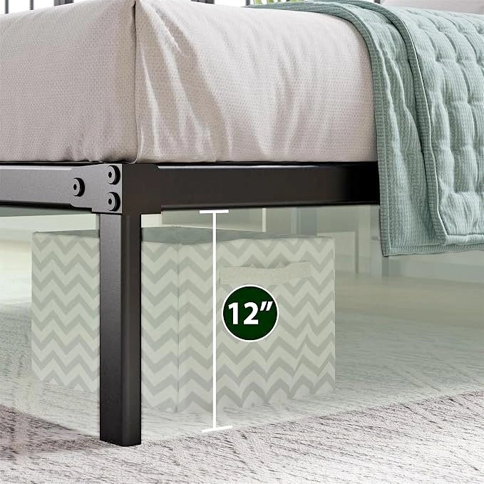 14" Heavy Duty Black Metal Platform Bed Frame