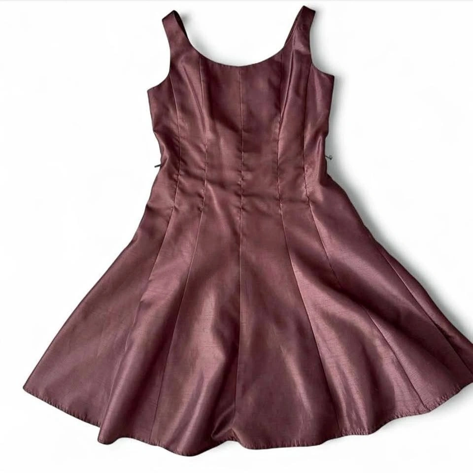 Vintage Chocolate Brown Silk-like Mini Dress