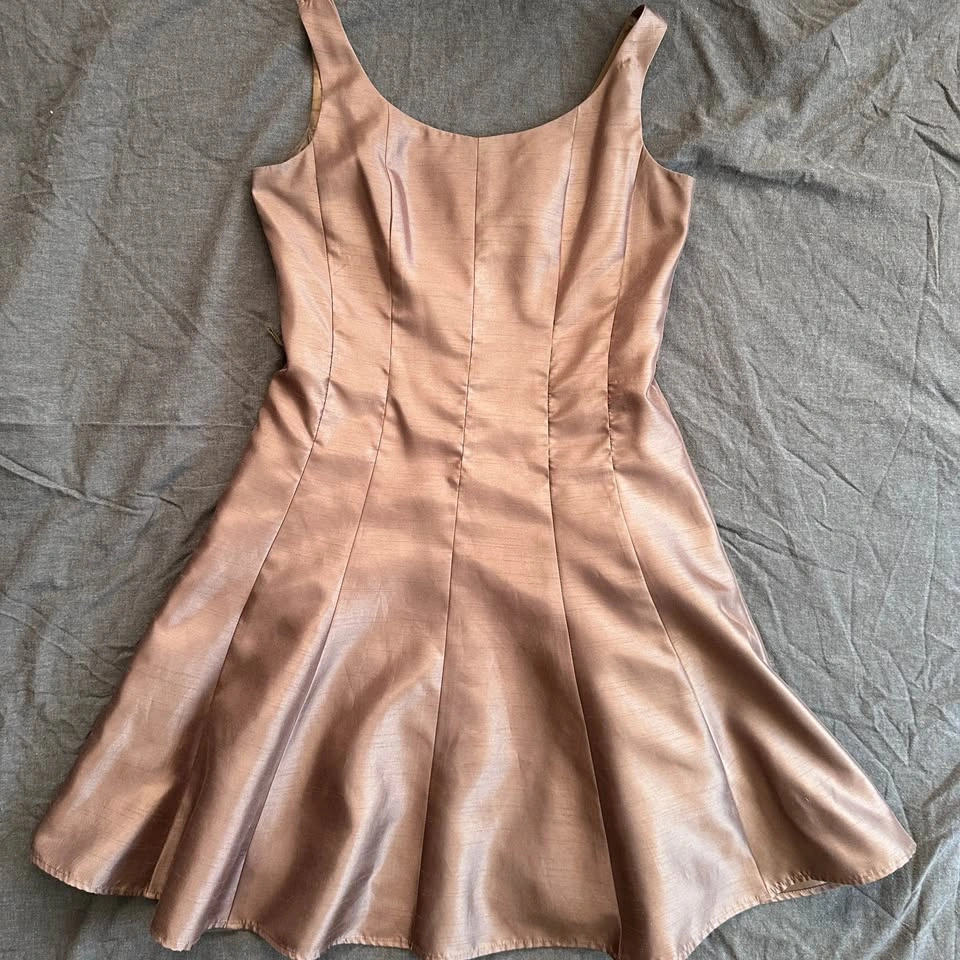 Vintage Chocolate Brown Silk-like Mini Dress - photo 3