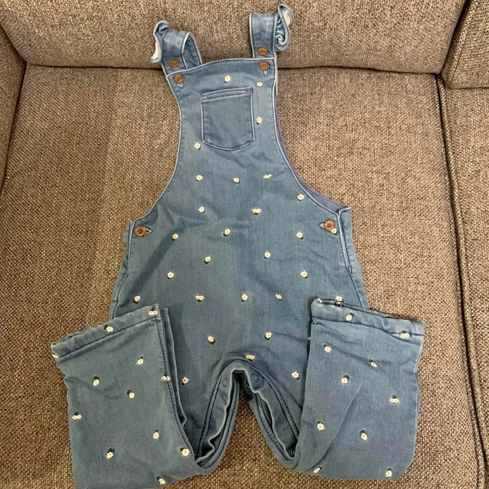 Mark and Spencer 2-3yo girl denim overalls thumbnail