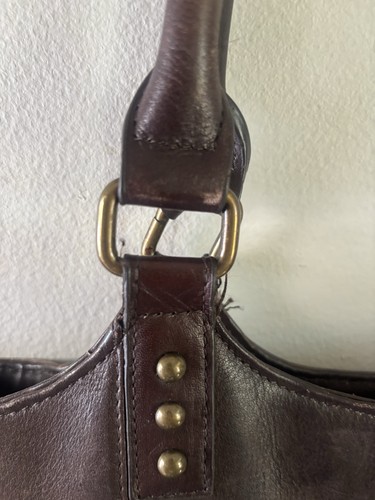 EDC Brown Tote Bag, Magnetic Closure, Blue Lined, Pockets, Botto - photo 4
