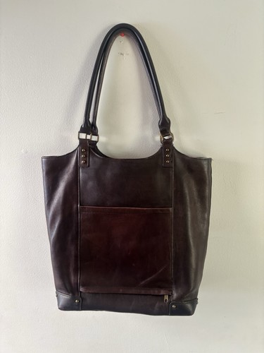 EDC Brown Tote Bag, Magnetic Closure, Blue Lined, Pockets, Botto - photo 5
