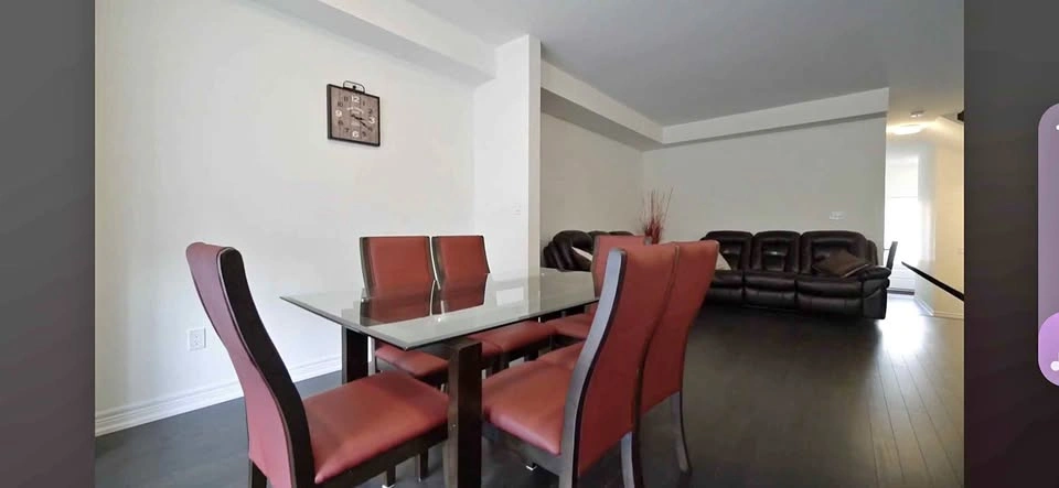 Glass Dining Table with 6 Red Chairs
