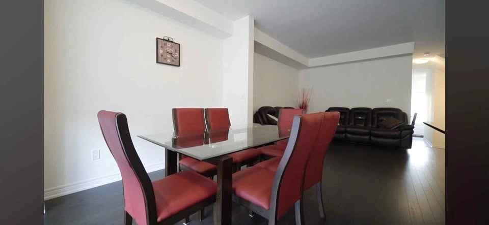 Glass Dining Table with 6 Red Chairs - photo 2