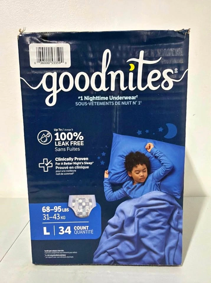 NEW Goodnites Boys Nighttime Bedwetting Underwear - Size L (34 C
