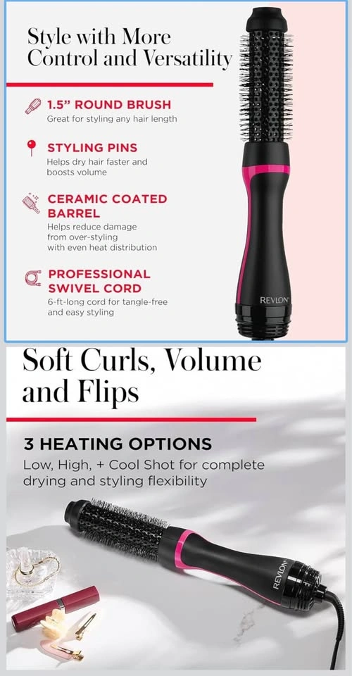 NEW Revlon One-Step Root Booster Hot Air Brush Dryer & Styler - photo 3