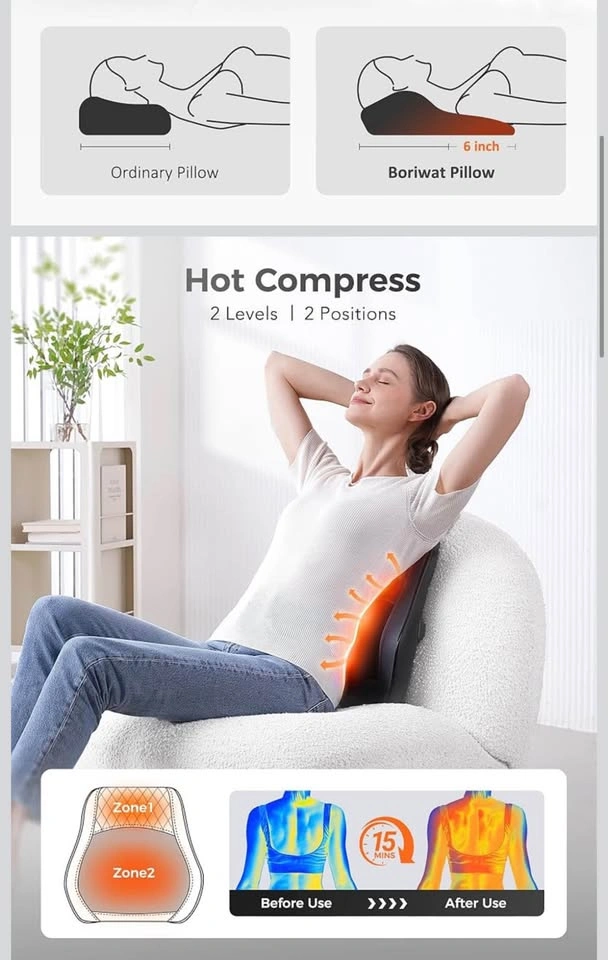 Heated Shiatsu Back Massager Pillow with Remote - Black - photo 4