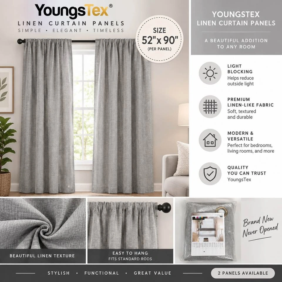 Youngstex Linen curtain panels