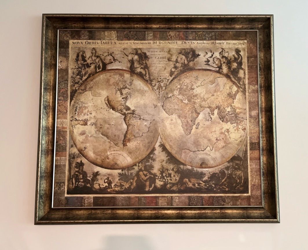Framed Antique-Style World Map Art Print