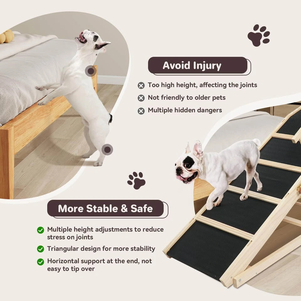 Adjustable Dog Ramp for Bed & Sofa – Wooden Pet Ramp - photo 3