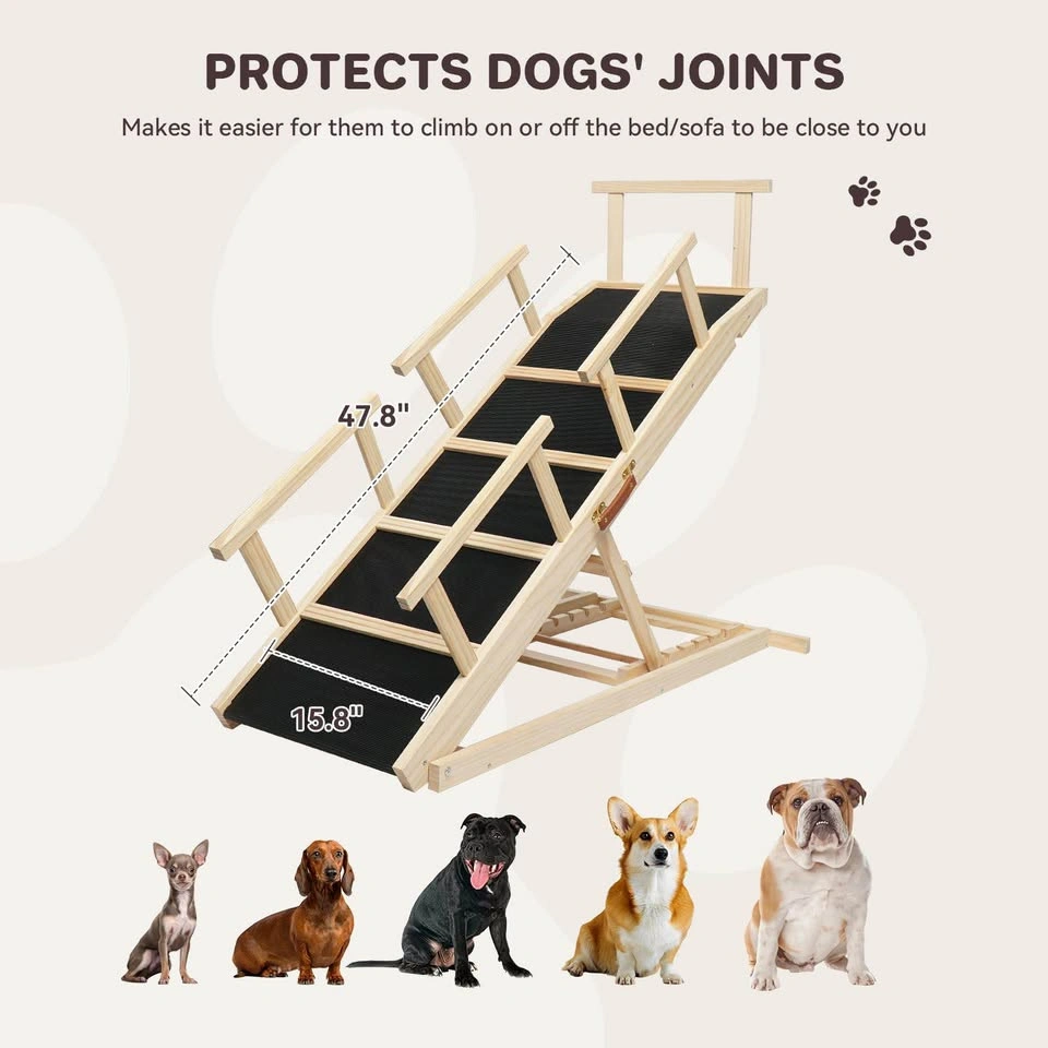 Adjustable Dog Ramp for Bed & Sofa – Wooden Pet Ramp - photo 5