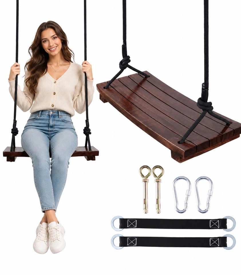 New Wooden Tree Swing with Hanging Kit – 550 lb Capacity - photo 2