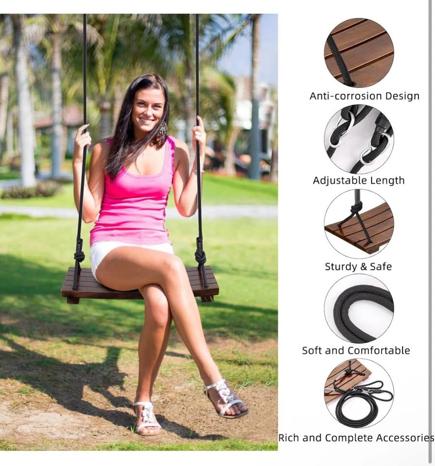 New Wooden Tree Swing with Hanging Kit – 550 lb Capacity - photo 5