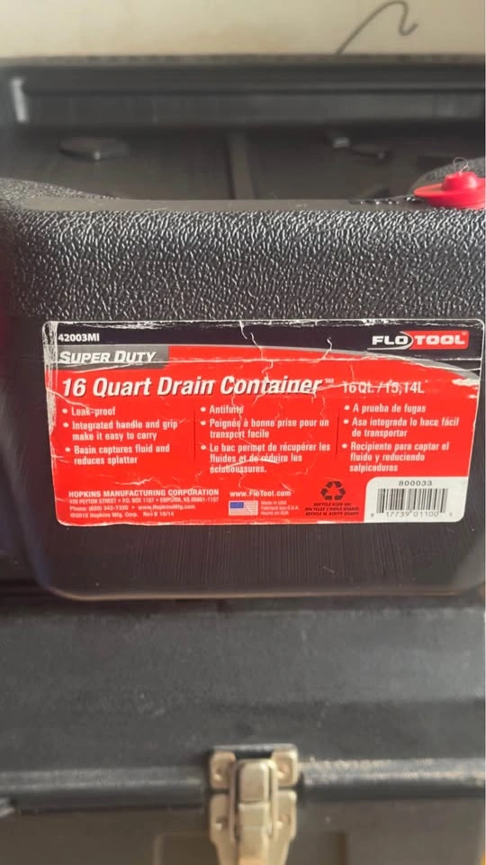 FloTool 16-Quart Oil Drain Container – Used Once - photo 2