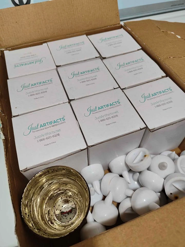 Gold Speckled Votive Holders & LED Tea Lights Set - photo 2