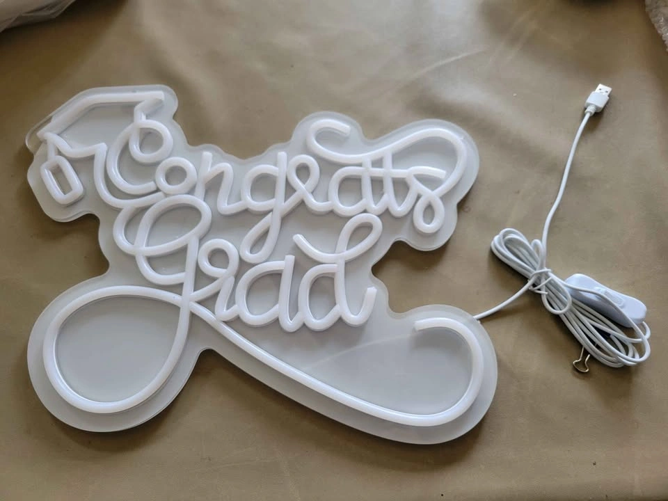 NEW White Neon Sign "Congrats Grad" - photo 2