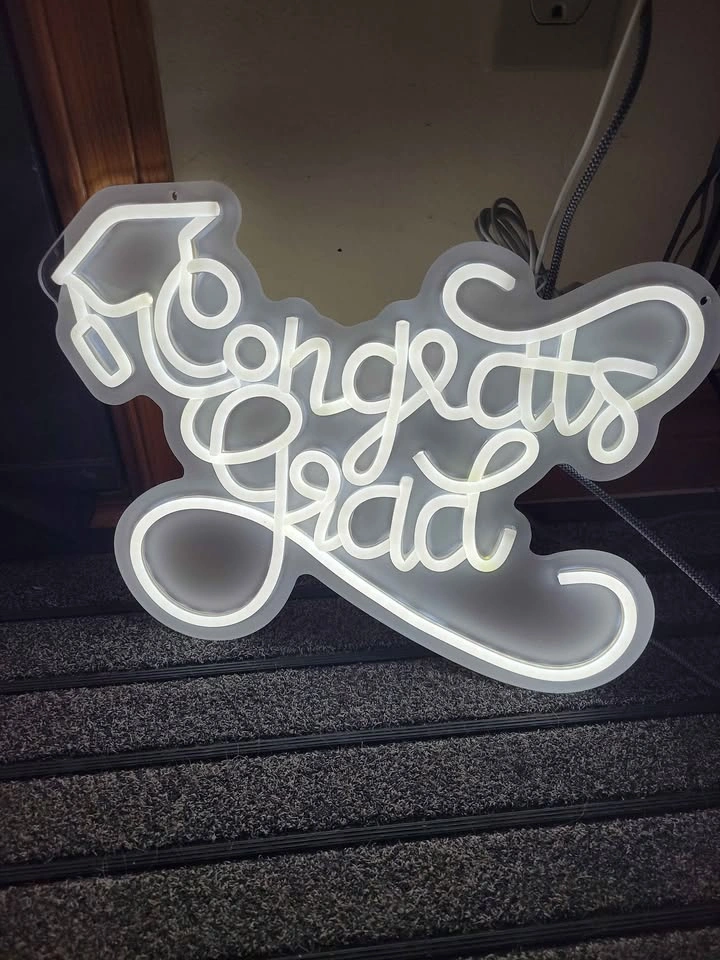 NEW White Neon Sign "Congrats Grad" - photo 3