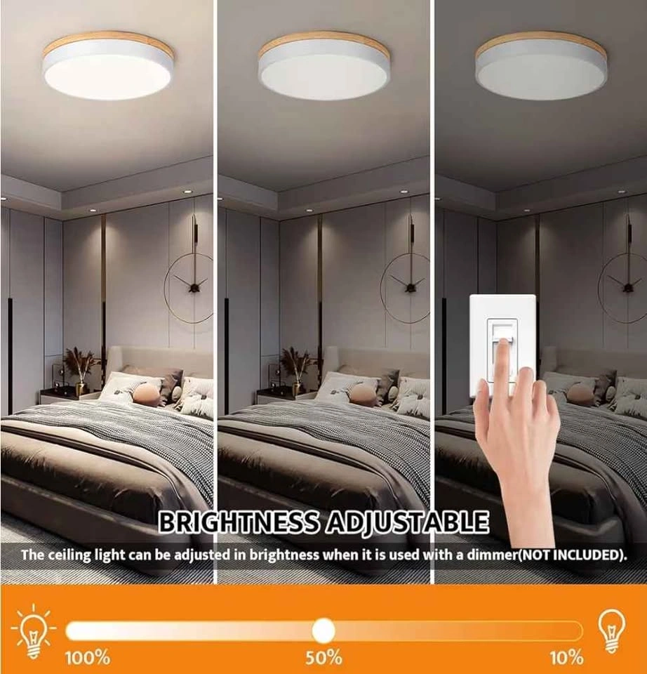 Large Dimmable 5CCT Wood LED Ceiling Light (2700K-6000K) - photo 2