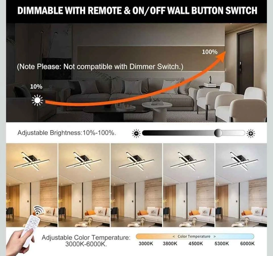 Modern Dimmable LED Ceiling Light with Remote - photo 3