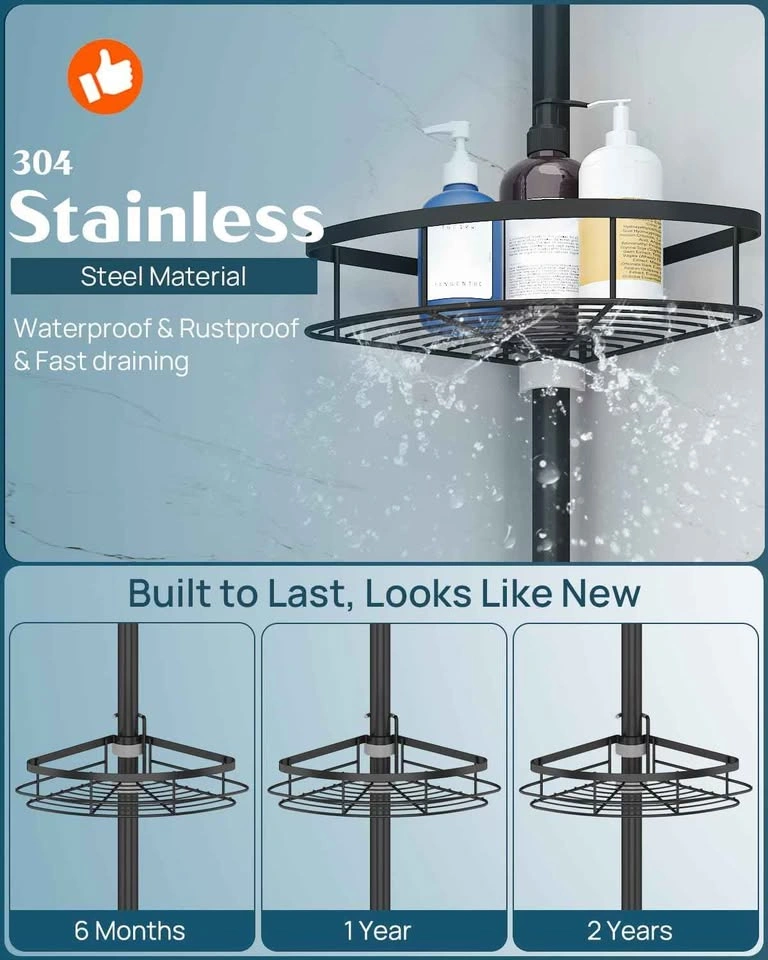 SEIRIONE Corner Shower Caddy Tension Pole - photo 3