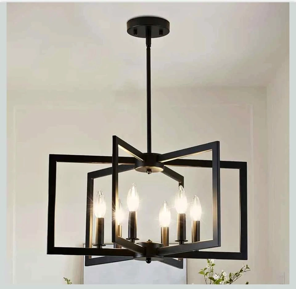 Modern 6-Light Geometric Industrial Farmhouse Chandelier