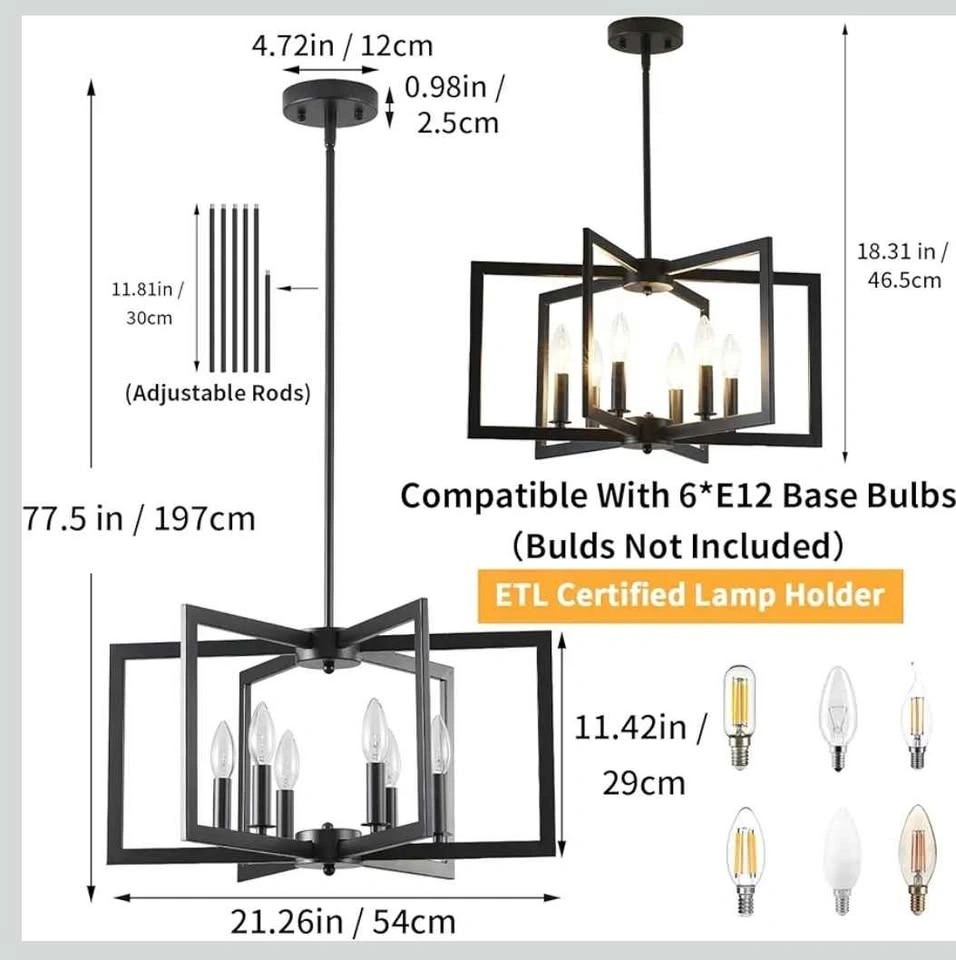 Modern 6-Light Geometric Industrial Farmhouse Chandelier - photo 2