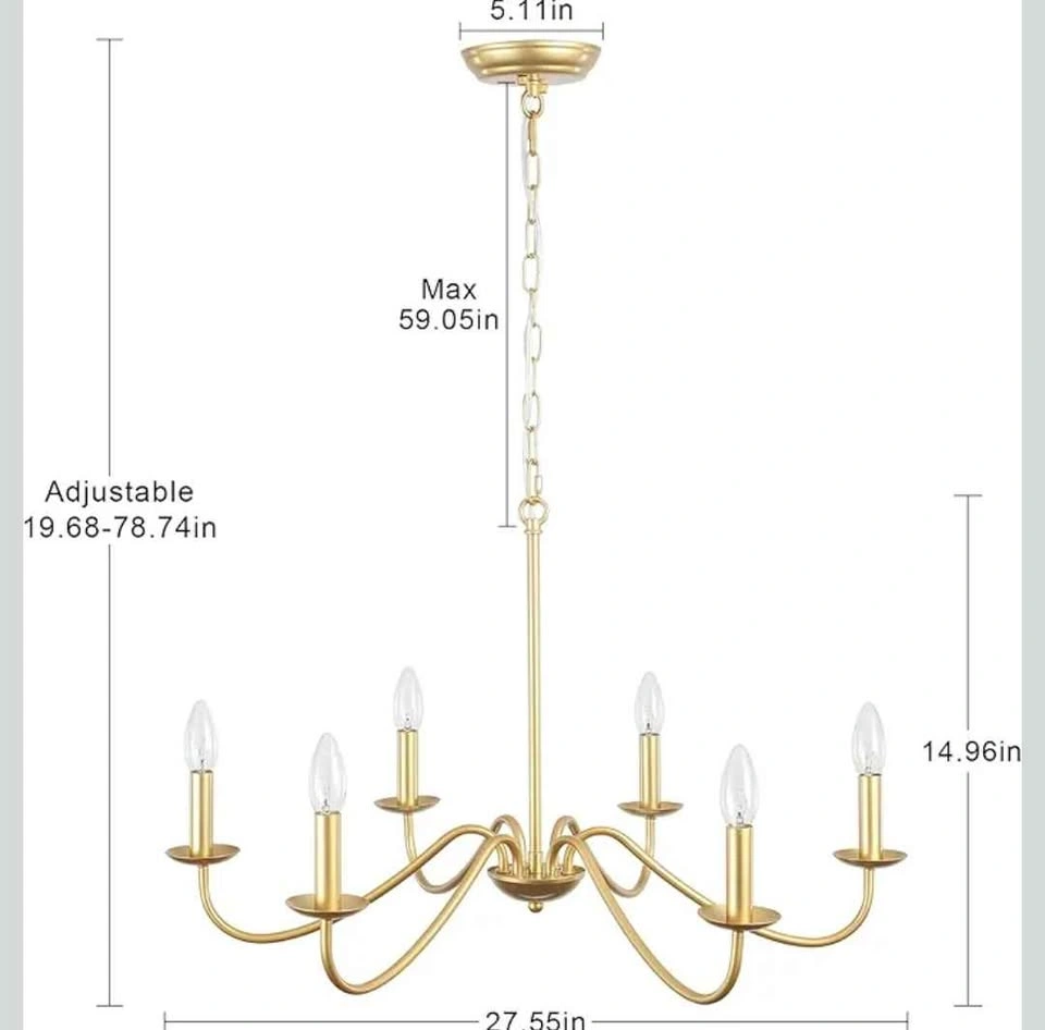 6-Light Gold Modern Farmhouse Chandelier - photo 2