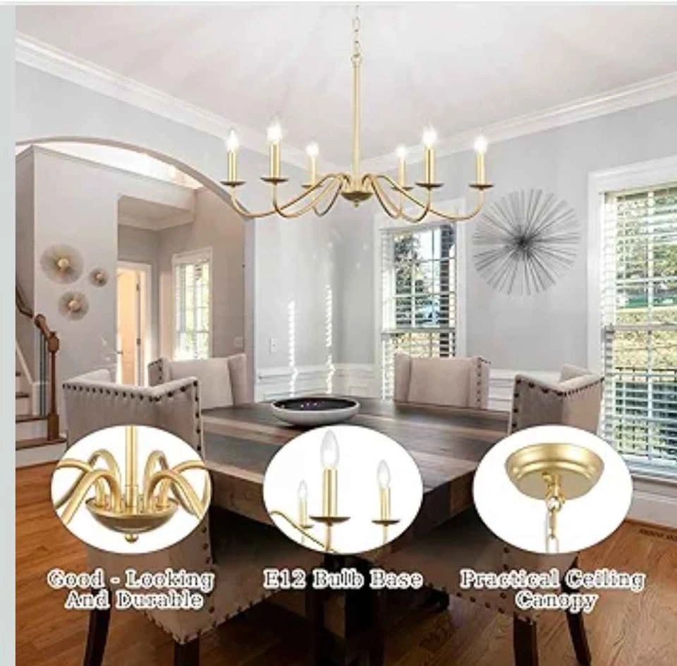 6-Light Gold Modern Farmhouse Chandelier - photo 4