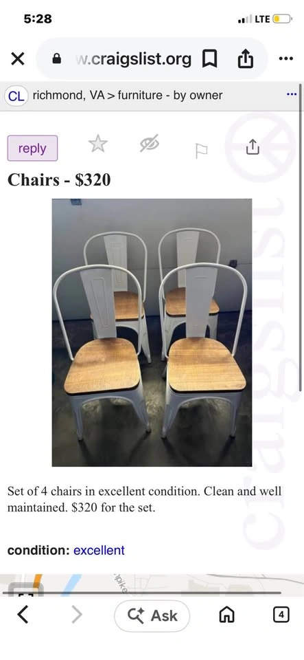 Set of Stackable Wood & Metal Restaurant Chairs - photo 3