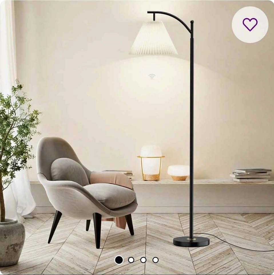 New Modern Arc Floor Lamp with Pleated Shade