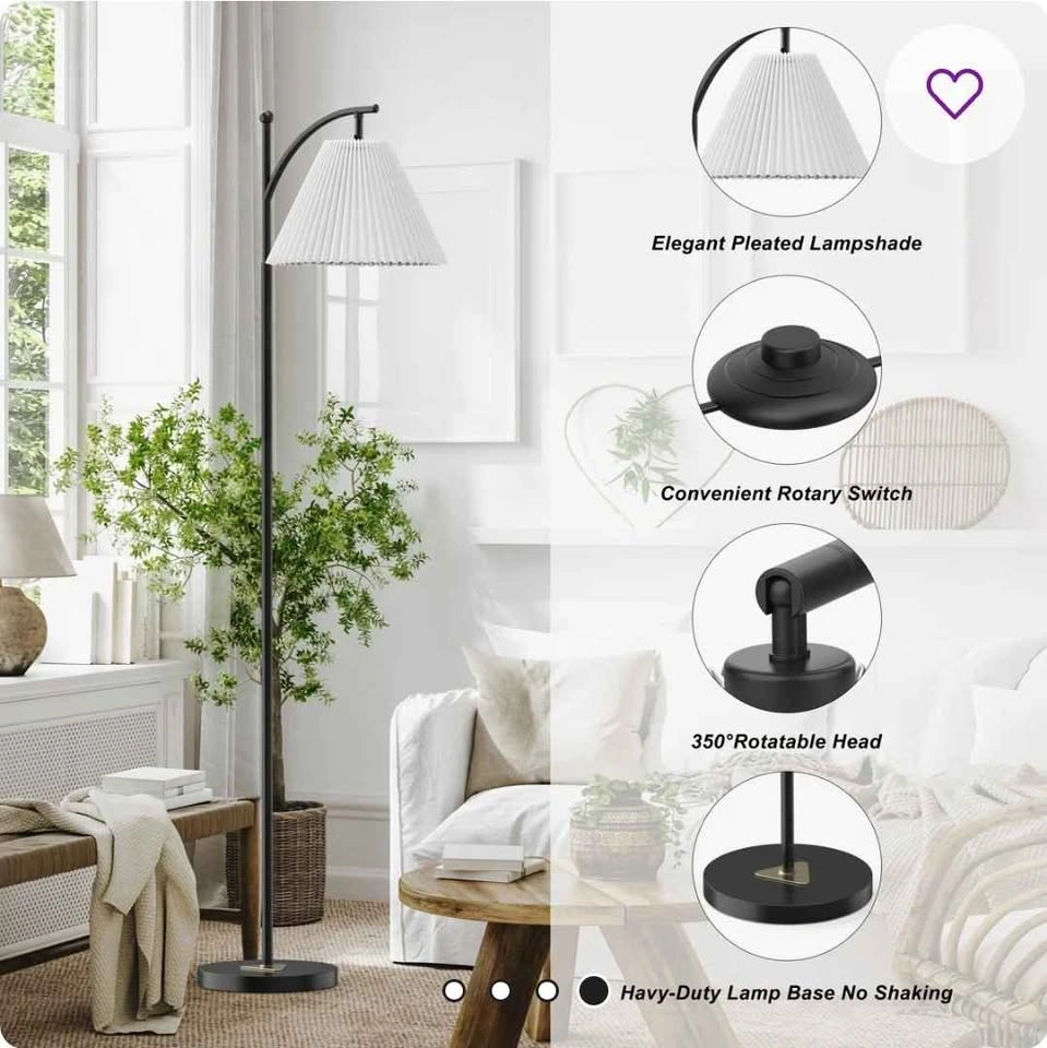 New Modern Arc Floor Lamp with Pleated Shade - photo 2