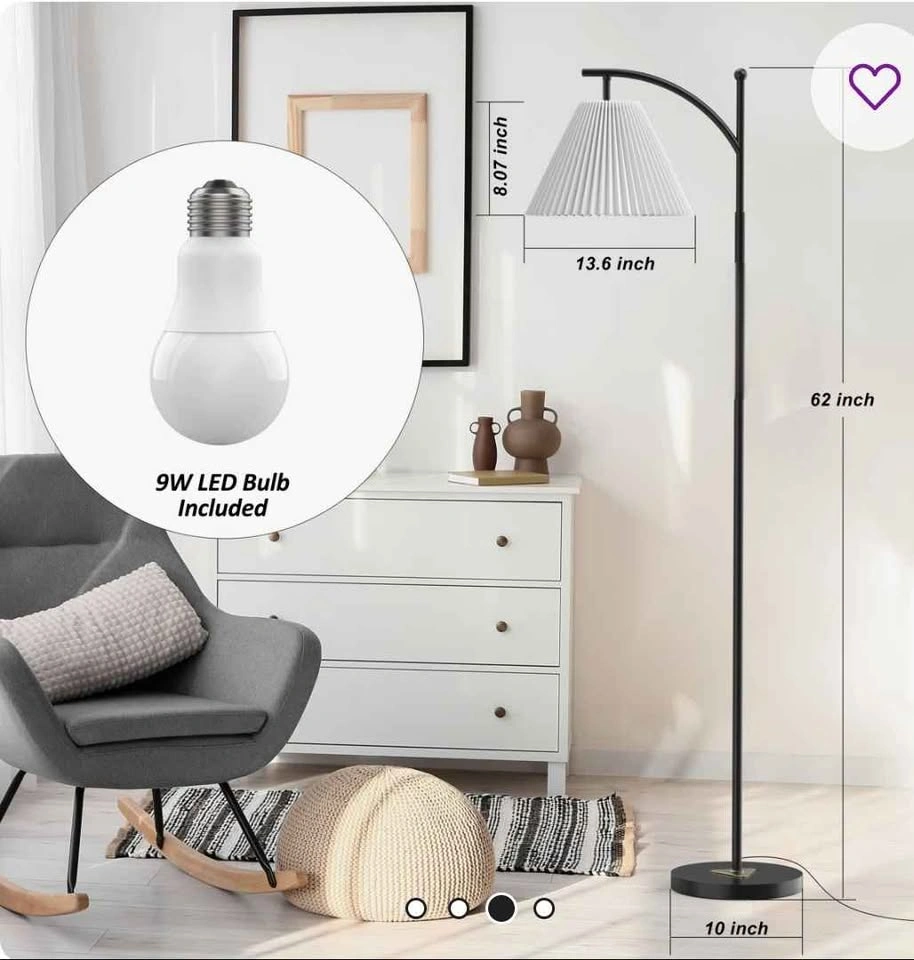 New Modern Arc Floor Lamp with Pleated Shade - photo 3
