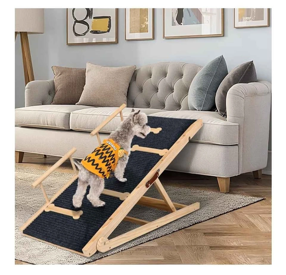 Adjustable Wooden Dog Ramp for Couch, Bed or Car, 47" Long - photo 2