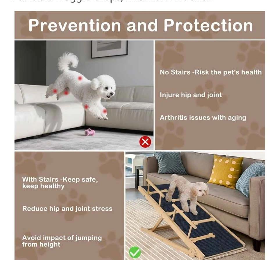 Adjustable Wooden Dog Ramp for Couch, Bed or Car, 47" Long - photo 4