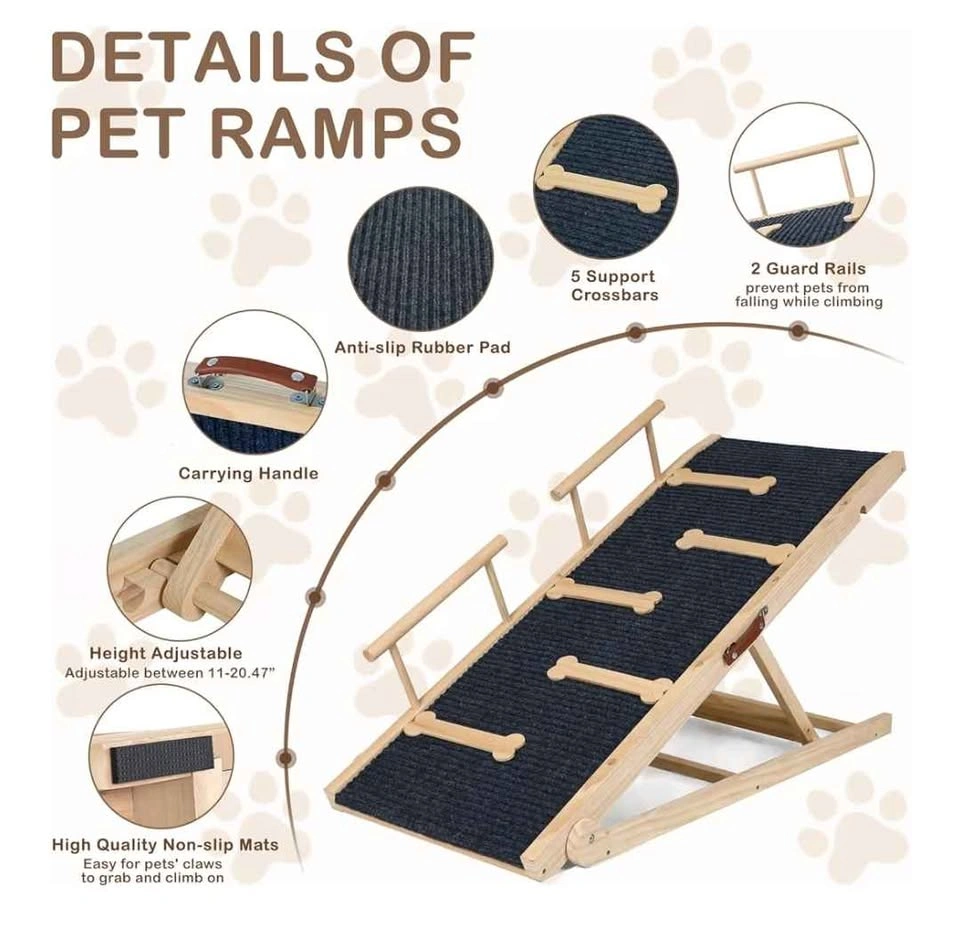 Adjustable Wooden Dog Ramp for Couch, Bed or Car, 47" Long - photo 5