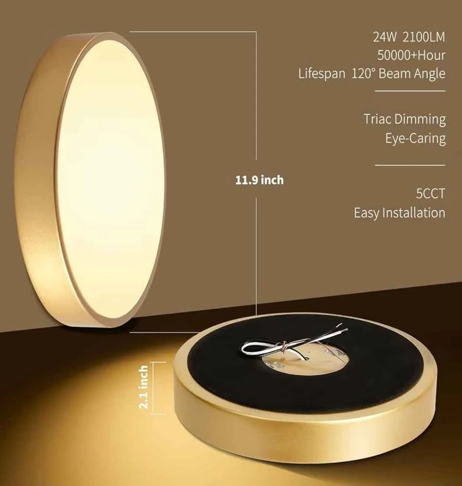 Gold LED Dimmable Ceiling Light 24W 5CCT(2700K-5000K) - photo 2