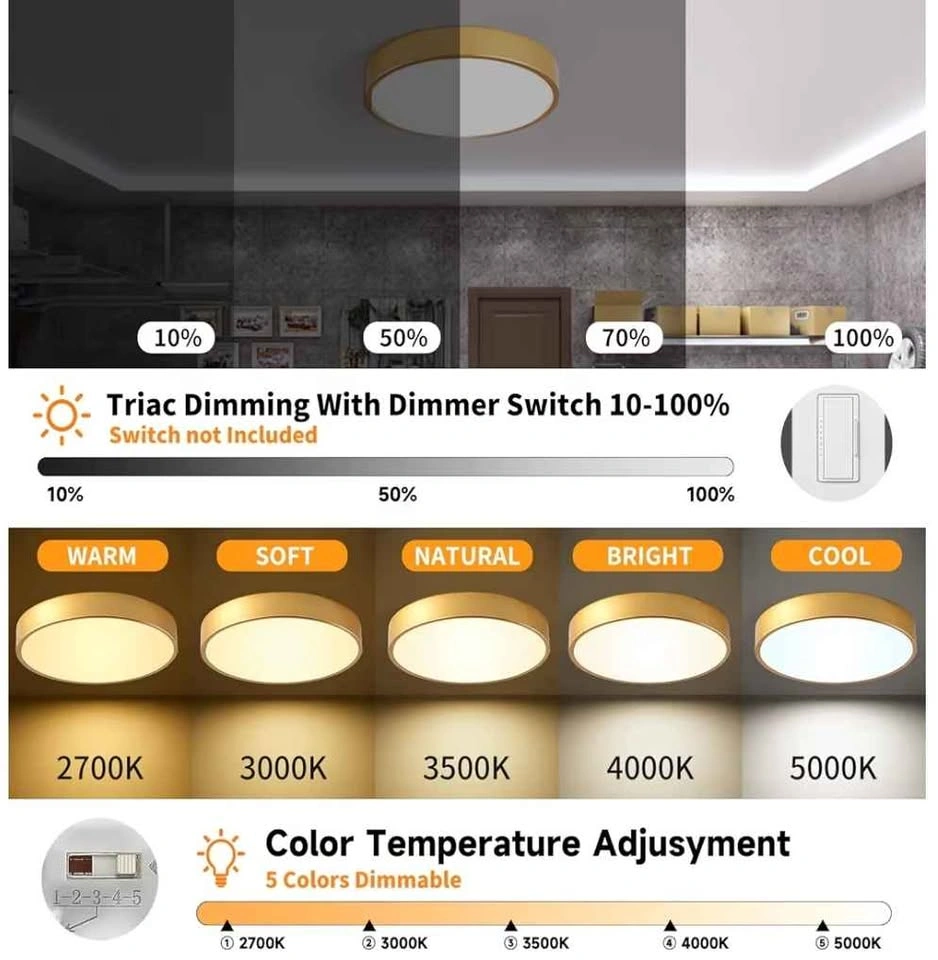 Gold LED Dimmable Ceiling Light 24W 5CCT(2700K-5000K) - photo 3
