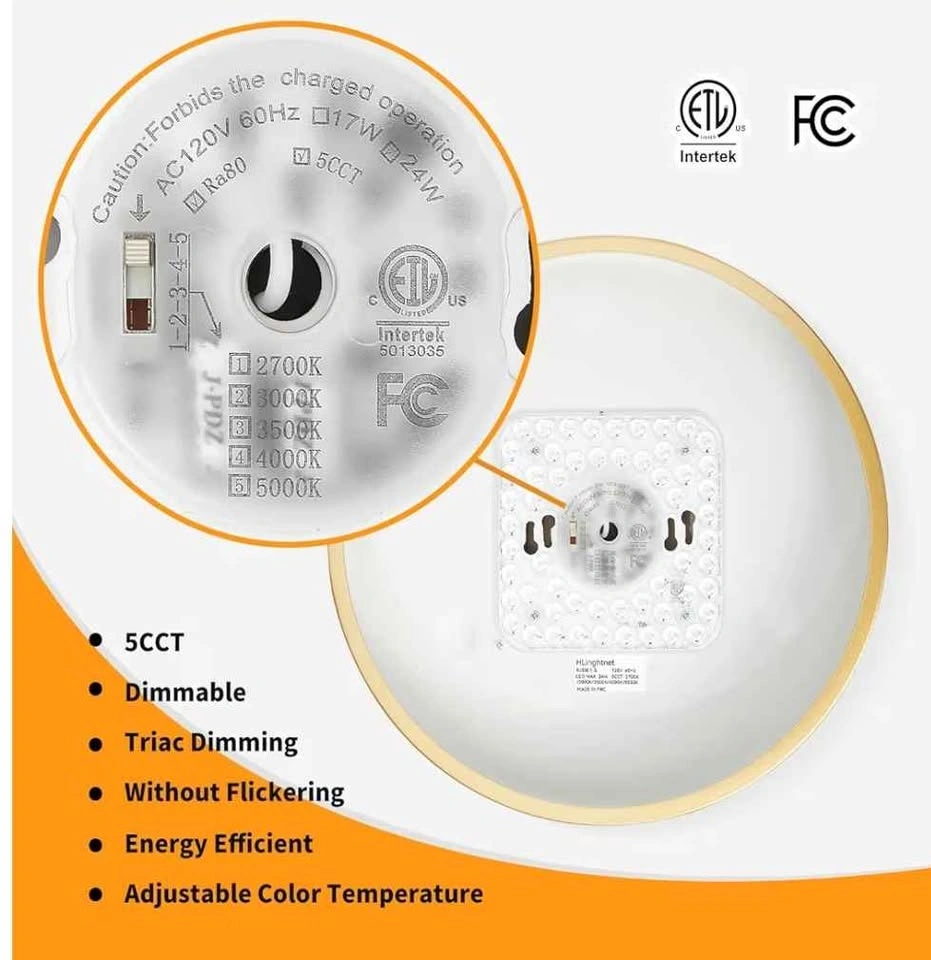 Gold LED Dimmable Ceiling Light 24W 5CCT(2700K-5000K) - photo 4