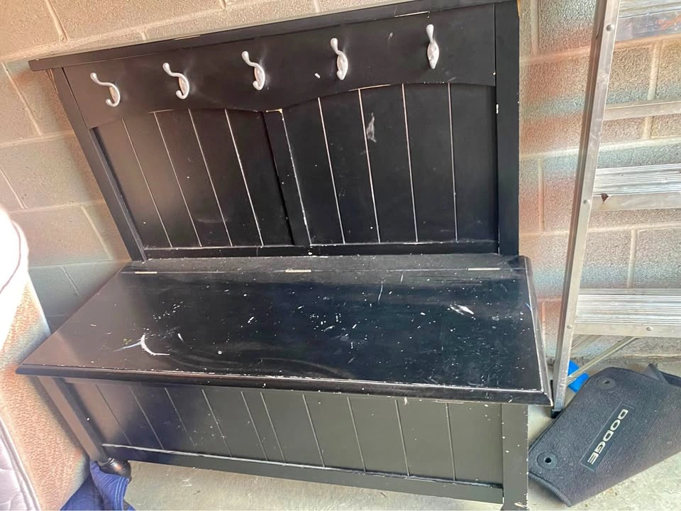 Black Entryway Storage Bench (diy update)